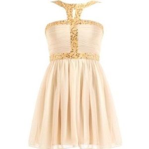 Gold & Creme Sequined Party / Cocktail Dress